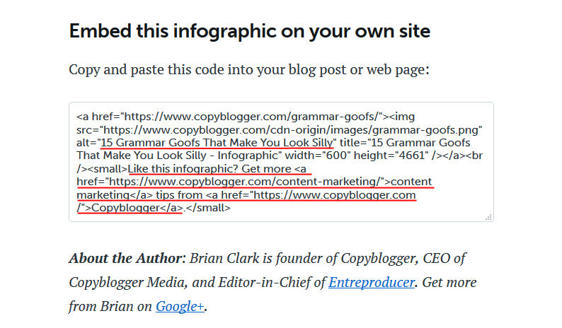 インフォグラフィックの例 - HTMLバックリンクスニペット